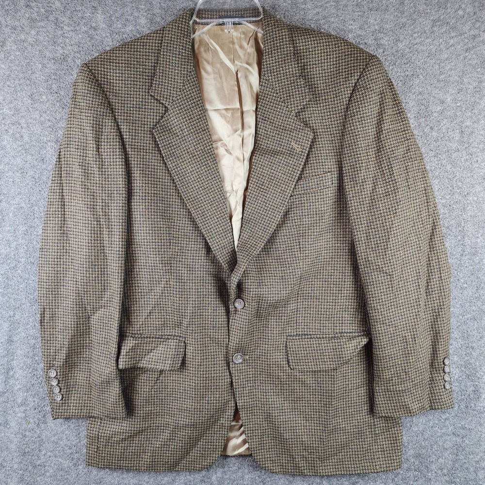 Robert Stock Sport Coat Mens 40R Birdseye Brown Silk Wool Blend EUC